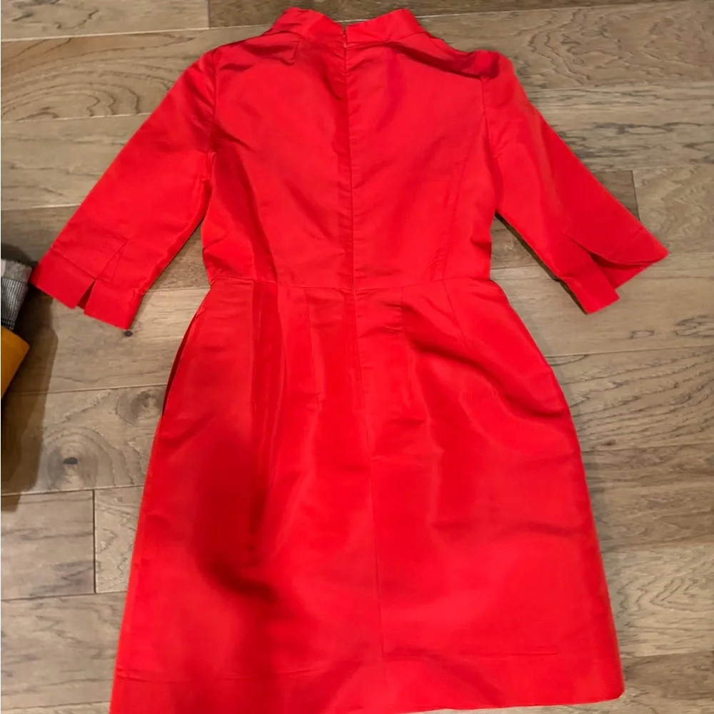 Oscar de la Renta Vibrant Red Long Sleeve Dress - Picture 6 of 6